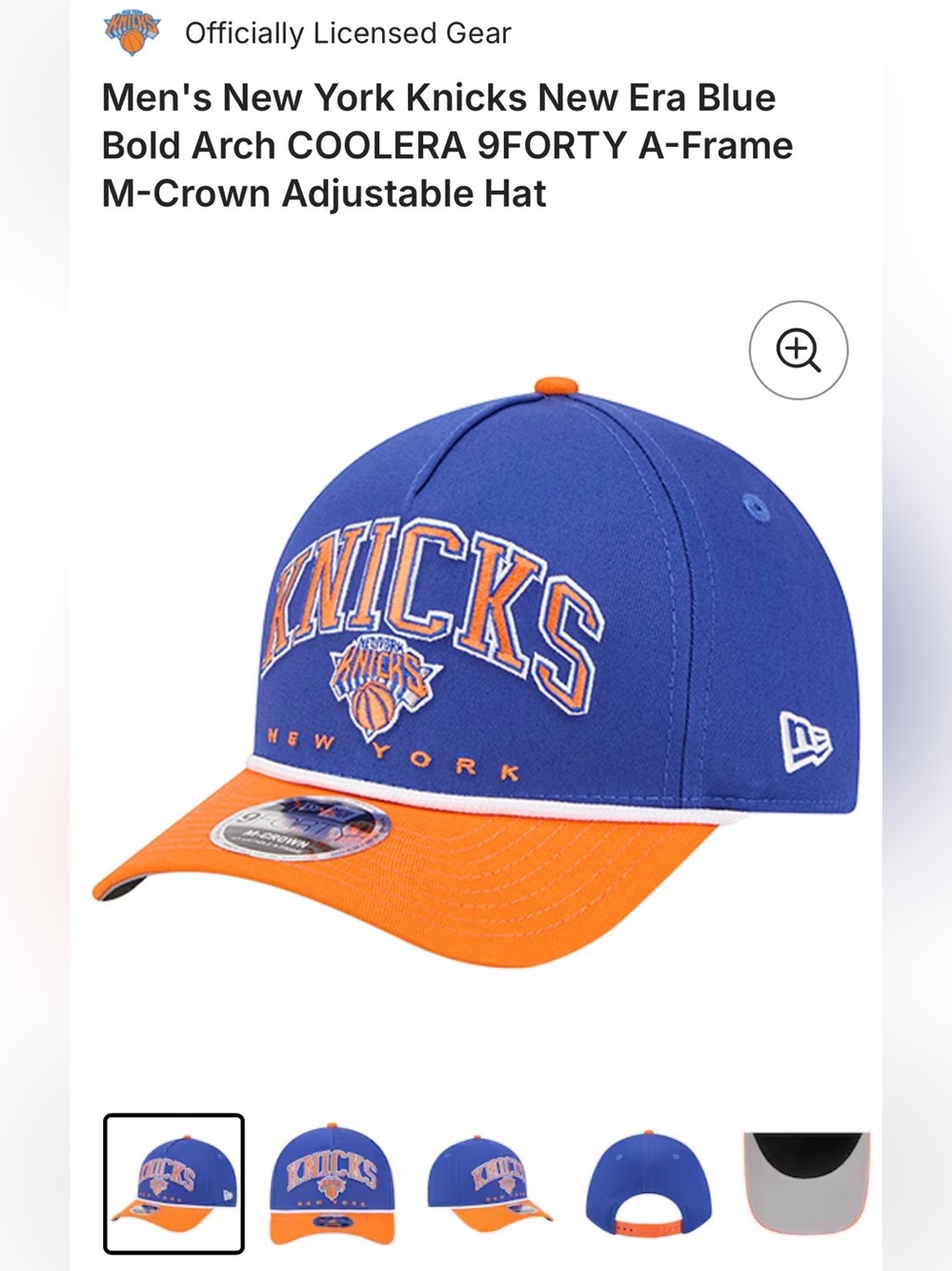 🏀NY KNICKS🏀 New Era Blue Bold Arch COOLERA 9FORTY A-Frame M-Crown Adjustable 🧢